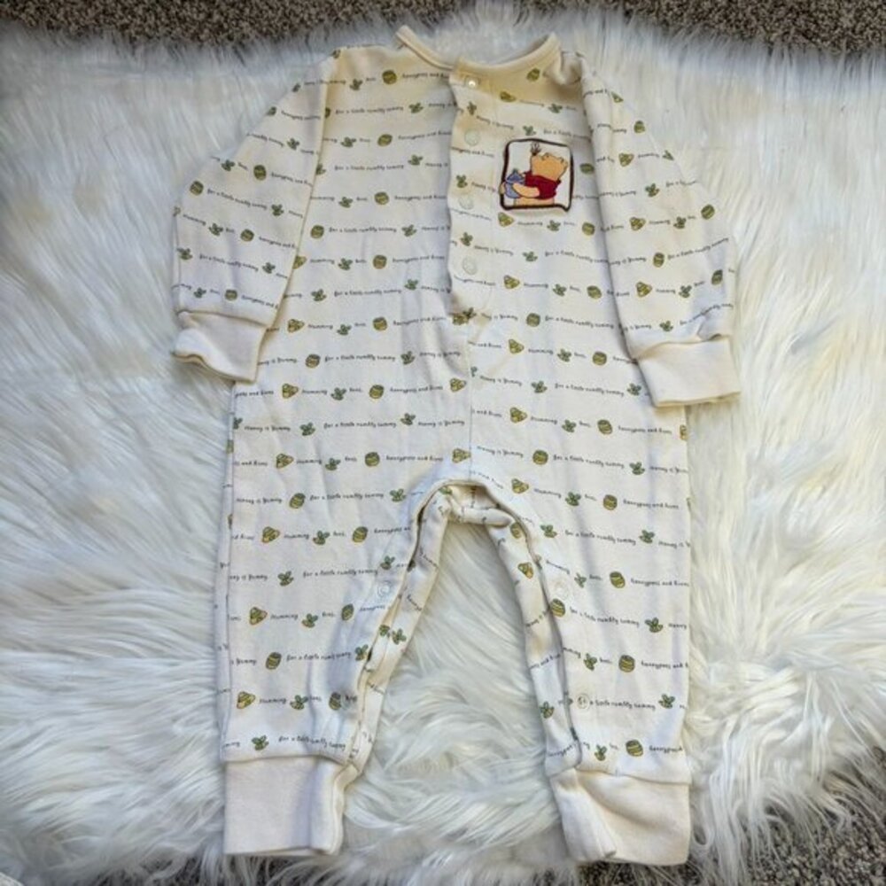 Vintage Winnie The Pooh Cream Cotton Jumpsuit Baby 6 Months
